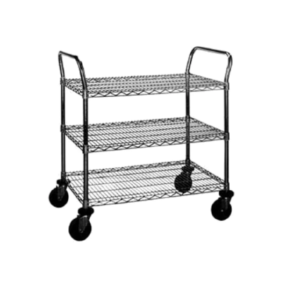 Eagle U3-2448C 48 Inch Utility Cart with 3 Tiers Chrome Plated Wire Shelves Eagle U3-2448C 48 Inch Utility Cart with 3 Tiers Chrome Plated Wire Shelves