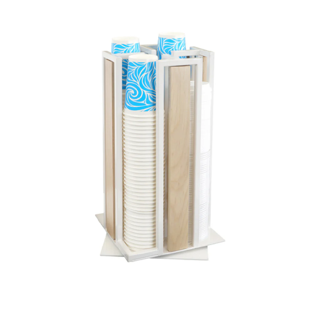 Cal Mil 3904-71 9-1/4 Inch Blonde Revolving Cup and Lid Organizer Maple Wood and Metal