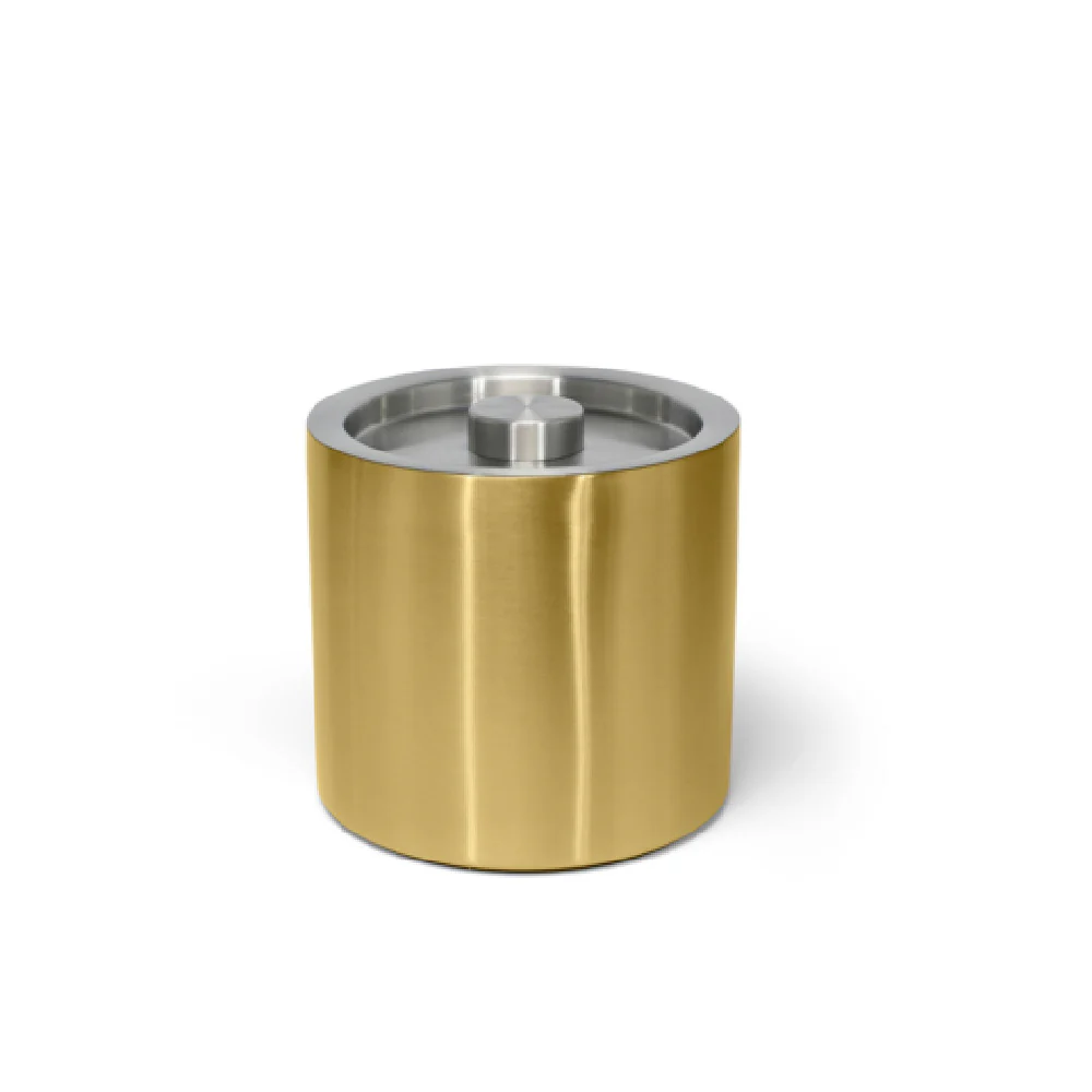 FOH RIB031GOS21 3qt Round Brushed Stainless Ice Bucket Matte Brass With Brushed Stainless Lid FOH RIB031GOS21 3qt Round Brushed Stainless Ice Bucket Matte Brass With Brushed Stainless Lid