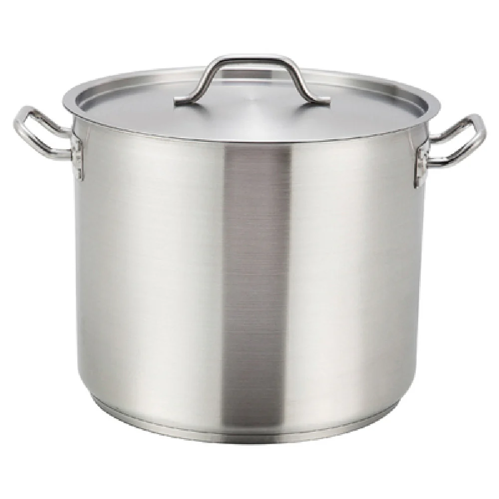 Winco SST-60 60 Quart Induction Stock Pot with Cover and Welded Handles Winco SST-60 60 Quart Induction Stock Pot with Cover and Welded Handles