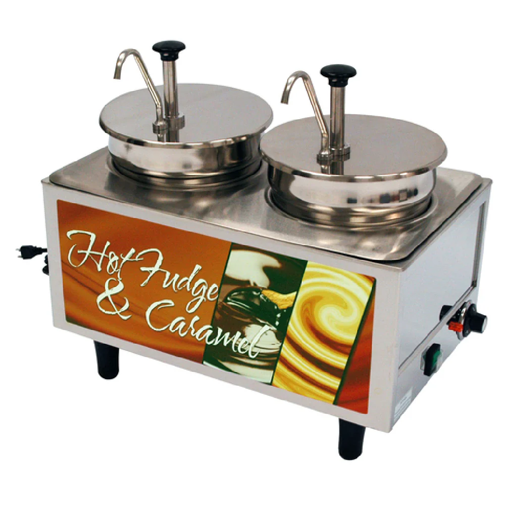 Winco 51074H 21 Inch Hot Fudge/Caramel Warmer Stainless Steel Pumps Winco 51074H 21 Inch Hot Fudge/Caramel Warmer Stainless Steel Pumps
