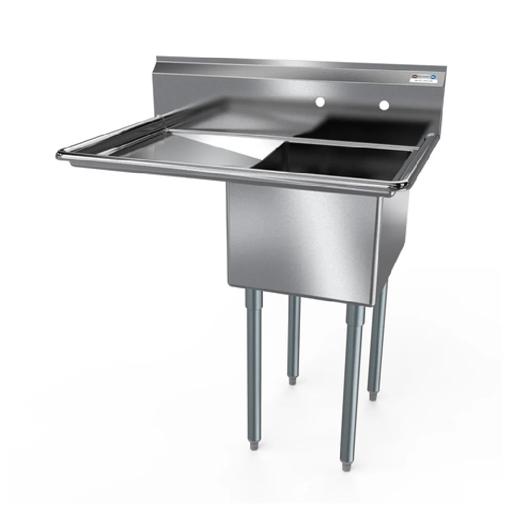 NBR Equipment 1SG-162012L18 36 Inch Economy Sink with One Compartment and Drainboard