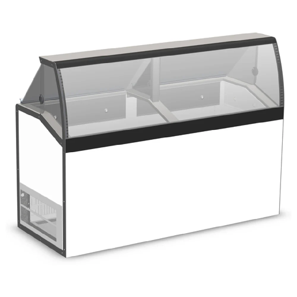 Master-Bilt DD-66LCG 69 Inch Ice Cream Dipping Display Cabinet Low-glass Galvanized Steel with Curved Glass