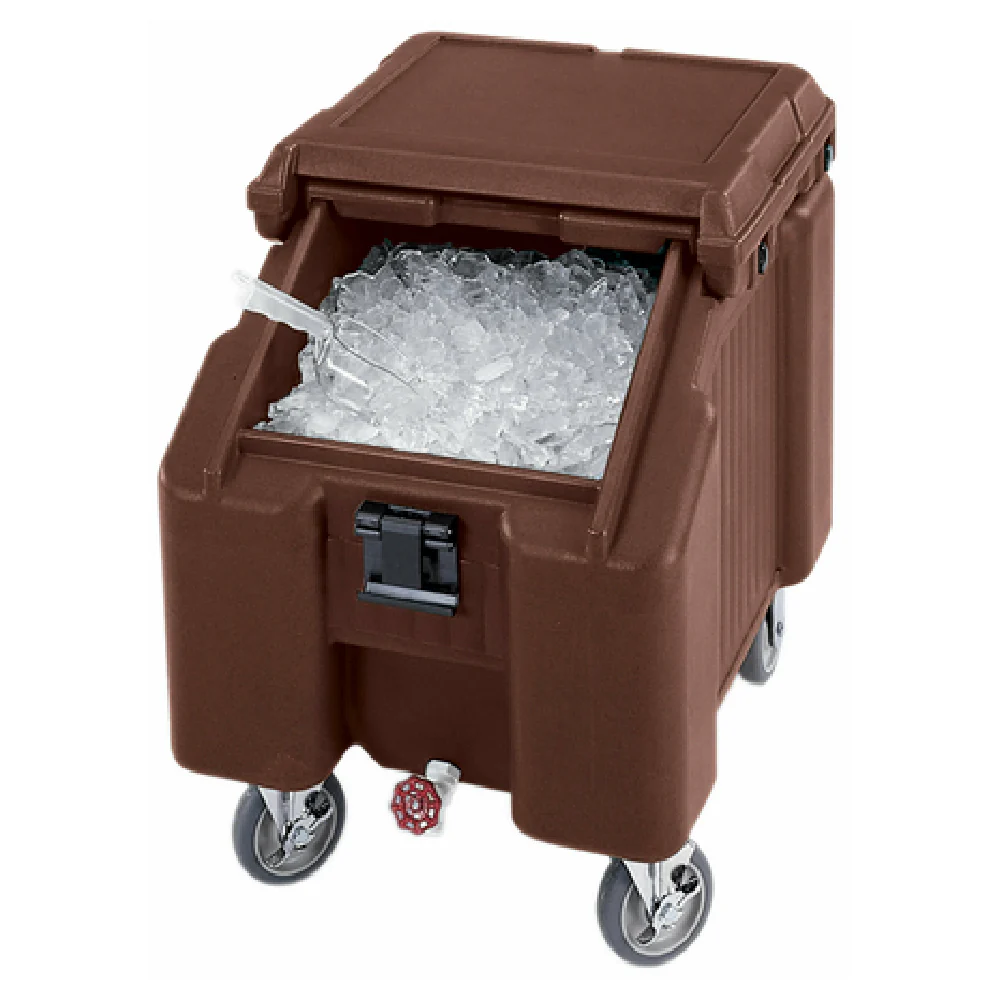 Cambro ICS100L4S131 22 Inch SlidingLid Ice Caddy Mobile Brown with Foam Insulation
