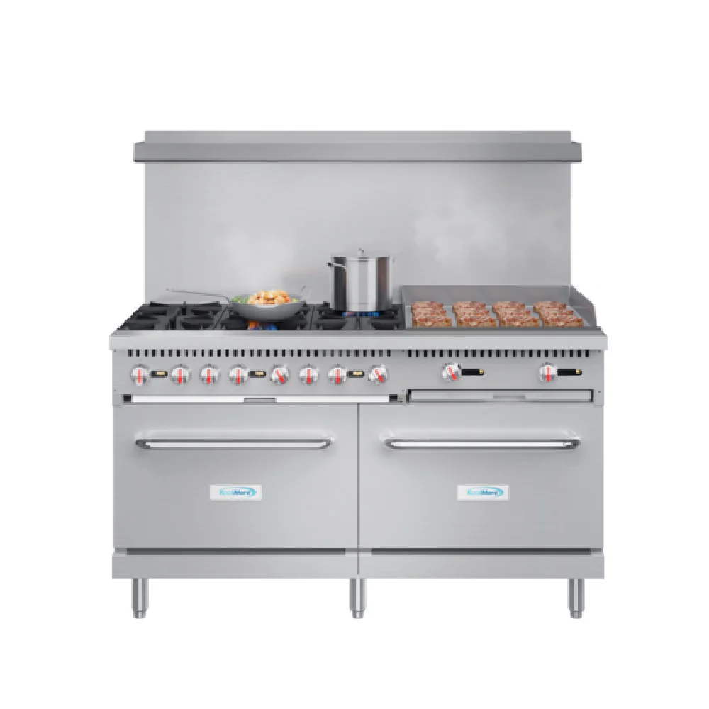 Koolmore KM-CRG60-LP 60 Inch Gas Range Liquid Propane (6) Burners and (2) Ovens Stainless Steel with 24 Inch Griddle Koolmore KM-CRG60-LP 60 Inch Gas Range Liquid Propane (6) Burners and (2) Ovens Stainless Steel with 24 Inch Griddle