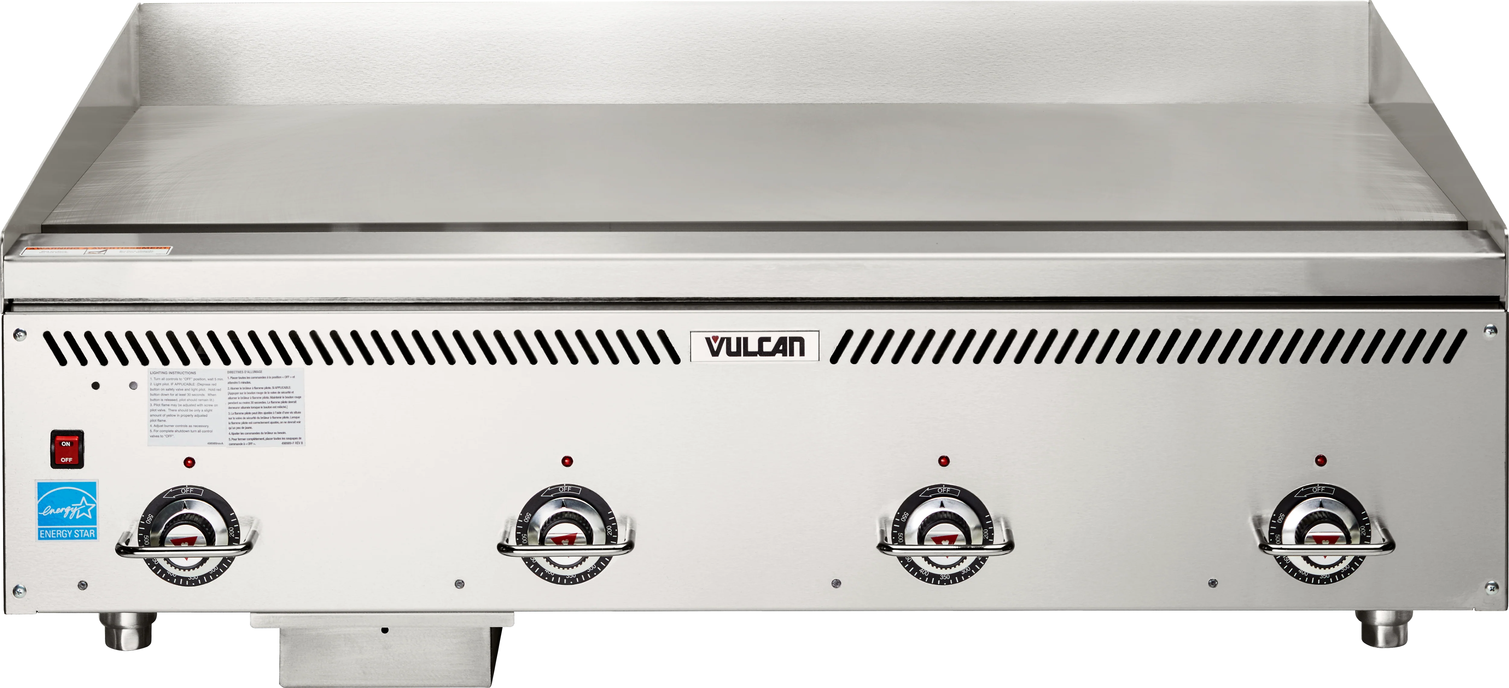 Vulcan VCCG48-AS_NAT 48 Inch Heavy Duty Griddle Gas with Four Burners 120000 BTU