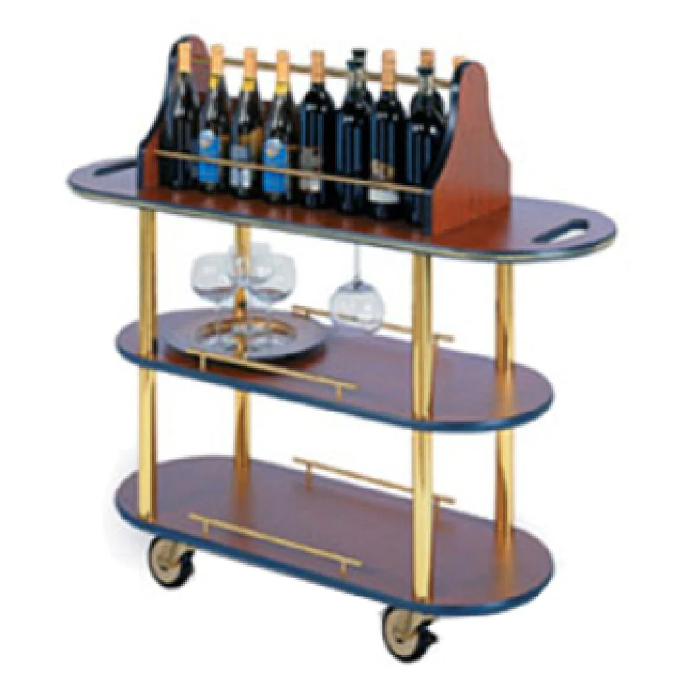 Lakeside 37207 42-1/2 Inch Oval Wine Cart with 3 Open Shelves, 16 Inch Deep, Made in USA