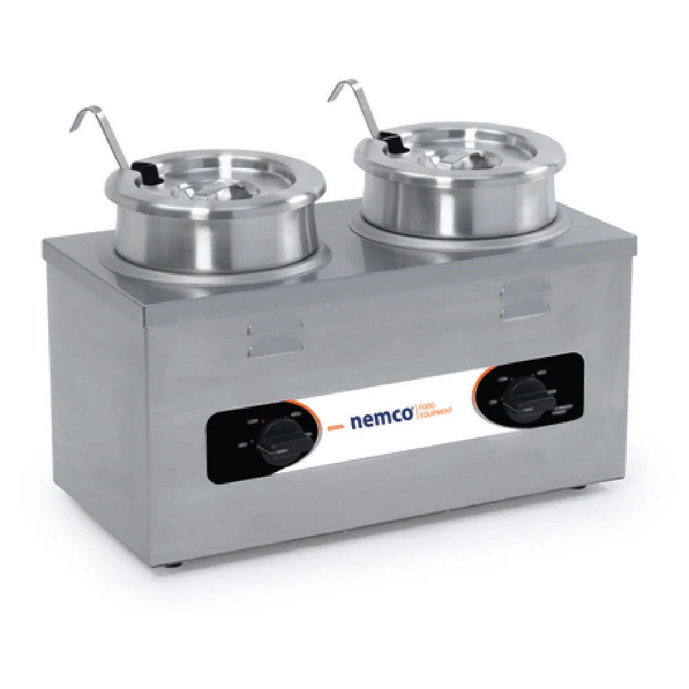 Nemco 6120A 18 Quart Countertop Warmer Stainless Steel Twin Well with Thermostats
