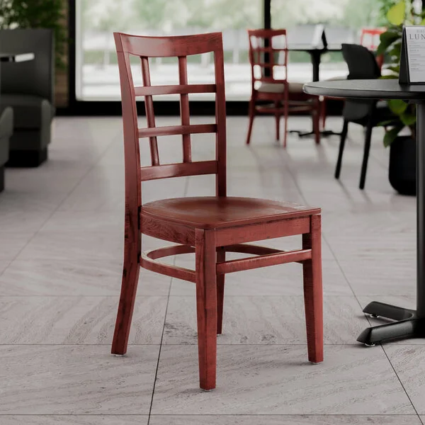 Lancaster Table & Seating Mahogany Finish Wood Window Back Chair with Mahogany Wood Seat - Detached Seat Lancaster Table & Seating Mahogany Finish Wood Window Back Chair with Mahogany Wood Seat - Detached Seat