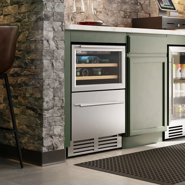 AvaValley DSR-20-DZ Dual Temperature Beverage Cooler with Top Shelves and Bottom Drawer AvaValley DSR-20-DZ Dual Temperature Beverage Cooler with Top Shelves and Bottom Drawer