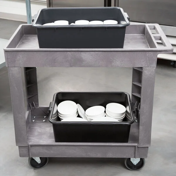 Lakeside 2521 Plastic Deep Well Two Shelf Utility Cart - 34 1/2