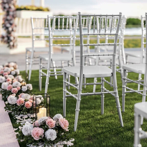 Lancaster Table & Seating Steel Reinforced Heavy-Duty Silver Resin Chiavari Chair Lancaster Table & Seating Steel Reinforced Heavy-Duty Silver Resin Chiavari Chair