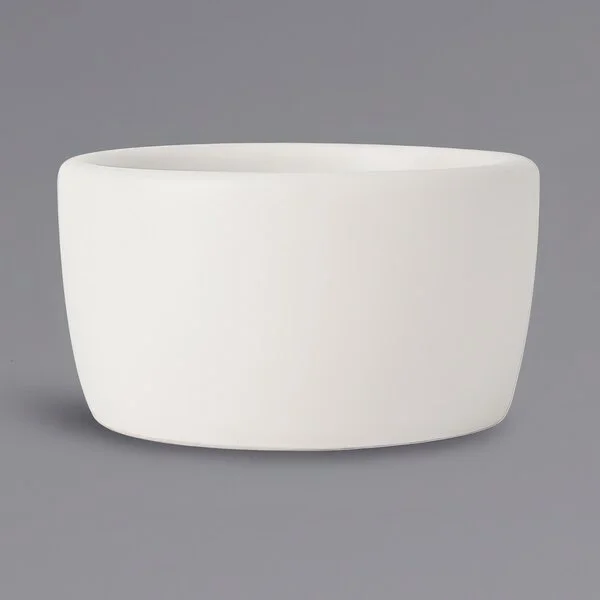Tuxton VWX-0203 TuxTrendz Zion Matte White 2 oz. China Pipkin Ramekin - 48/Case