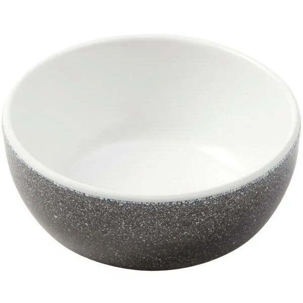 American Metalcraft GGRB3 Grab & Go 4 oz. White and Black Speckled Round Melamine Bowl