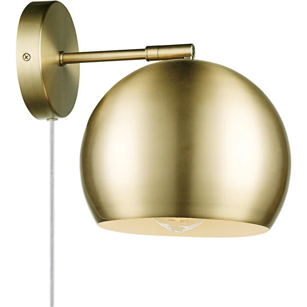 Globe Vintage Matte Brass Plug-In or Hardwire Wall Sconce - 120V, 60W Globe Vintage Matte Brass Plug-In or Hardwire Wall Sconce - 120V, 60W