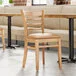 Lancaster Table & Seating Natural Finish Wood Ladder Back Chair with Light Brown Vinyl Seat - Assembled Lancaster Table & Seating Natural Finish Wood Ladder Back Chair with Light Brown Vinyl Seat - Assembled