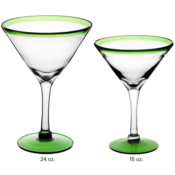 Acopa Tropic 15 oz. Martini Glass with Green Rim and Base - 12/Case Acopa Tropic 15 oz. Martini Glass with Green Rim and Base - 12/Case