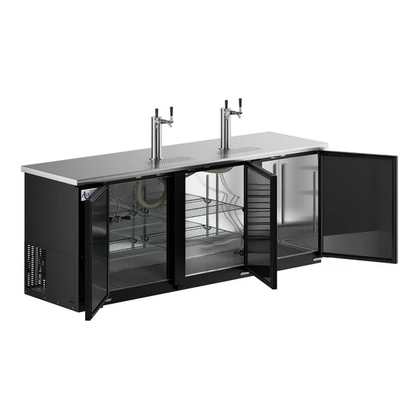 Avantco UDD-4-HC Black Kegerator / Beer Dispenser with (2) 2 Tap Towers - (3) 1/2 Keg Capacity Avantco UDD-4-HC Black Kegerator / Beer Dispenser with (2) 2 Tap Towers - (3) 1/2 Keg Capacity