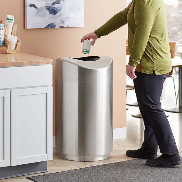 Rubbermaid® FGR2030SSPL Eclipse Round Open Top Stainless Steel Trash Can with Rigid Plastic Liner 30 Gallon Rubbermaid® FGR2030SSPL Eclipse Round Open Top Stainless Steel Trash Can with Rigid Plastic Liner 30 Gallon