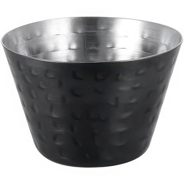 American Metalcraft 4 oz. Round Hammered Black Stainless Steel Sauce Cup HAMSCB4 - 12/Case American Metalcraft 4 oz. Round Hammered Black Stainless Steel Sauce Cup HAMSCB4 - 12/Case