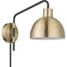 Globe Vintage Antique Brass / Matte Black Plug-In or Hardwire Wall Sconce - 120V, 60W Globe Vintage Antique Brass / Matte Black Plug-In or Hardwire Wall Sconce - 120V, 60W