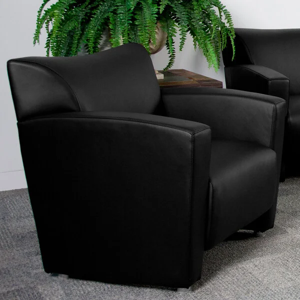 Flash Furniture 222-1-BK-GG Hercules Majesty Black Leather Chair with Aluminum Feet