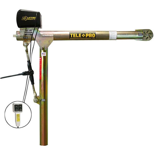 OZ Lifting Products Tele-Pro Davit Crane with 115V AC Electric Winch and Telescoping Arm OZTP1200DAV-ACW - 1200 lb. Capacity OZ Lifting Products Tele-Pro Davit Crane with 115V AC Electric Winch and Telescoping Arm OZTP1200DAV-ACW - 1200 lb. Capacity