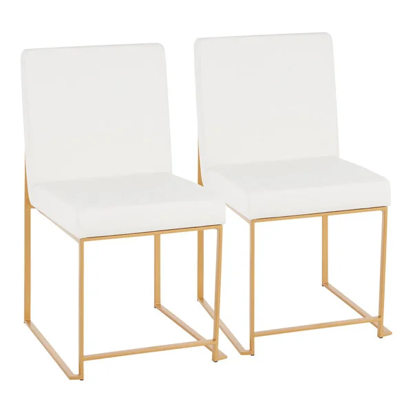 LumiSource Fuji White Faux Leather High-Back Side Chair with Gold Brushed Stainless Steel Frame - 2/Case LumiSource Fuji White Faux Leather High-Back Side Chair with Gold Brushed Stainless Steel Frame - 2/Case