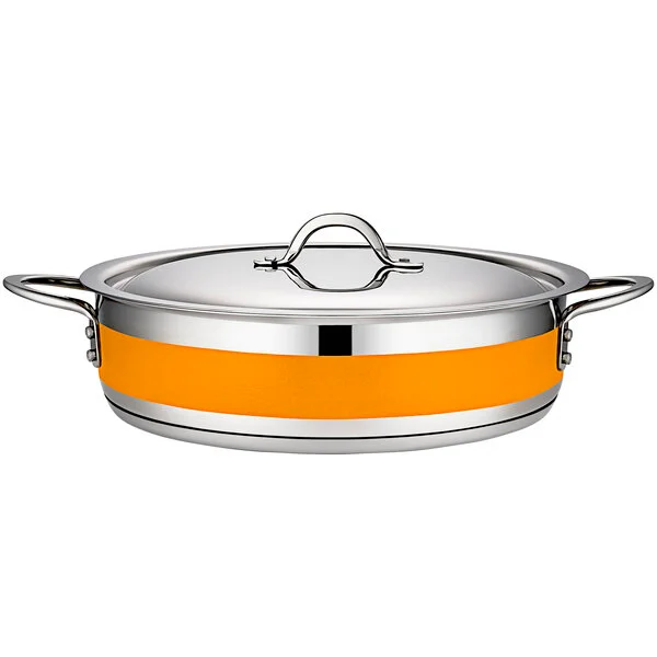 Bon Chef Country French X 6 Qt. Orange Stainless Steel Brazier Pot - 71030-CF2-O