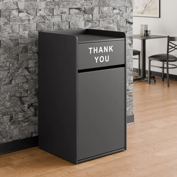 Lancaster Table & Seating Waste 35 Gallon Black Waste Receptacle Enclosure with Lancaster Table & Seating Waste 35 Gallon Black Waste Receptacle Enclosure with