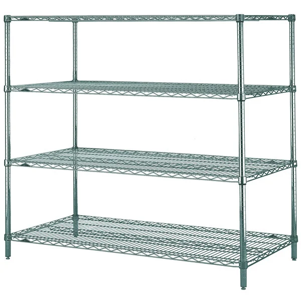 Metro N566K3 Super Erecta Metroseal Green Wire Stationary Starter Shelving Unit - 24 Metro N566K3 Super Erecta Metroseal Green Wire Stationary Starter Shelving Unit - 24