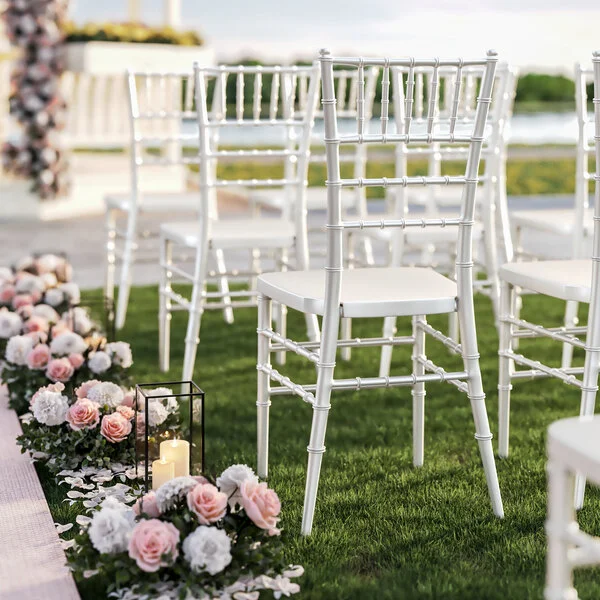 Lancaster Table & Seating Steel Reinforced Heavy-Duty White Resin Chiavari Chair Lancaster Table & Seating Steel Reinforced Heavy-Duty White Resin Chiavari Chair