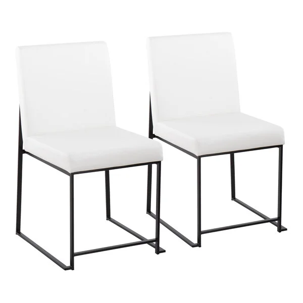 LumiSource Fuji White Faux Leather High-Back Side Chair with Black Brushed Stainless Steel Frame - 2/Case LumiSource Fuji White Faux Leather High-Back Side Chair with Black Brushed Stainless Steel Frame - 2/Case
