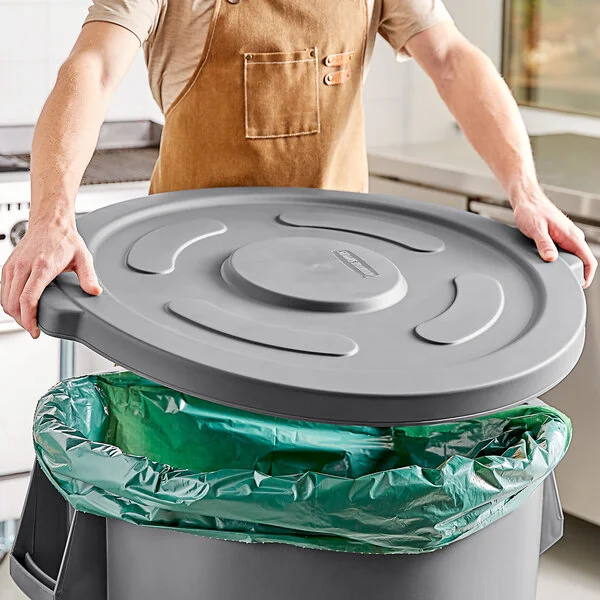 Advantage Supplies 55 Gallon Gray Round Commercial Trash Can Lid