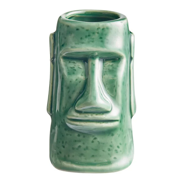 Acopa 2.5 oz. Green Ceramic Tiki Mug / Shot Glass - Sample Acopa 2.5 oz. Green Ceramic Tiki Mug / Shot Glass - Sample