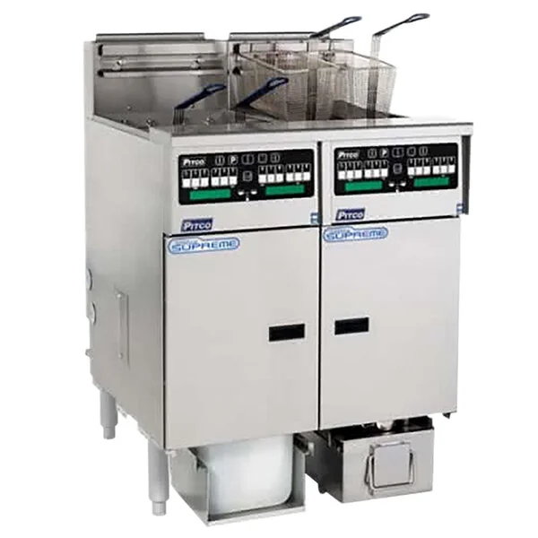 Pitco® SSHLV14C/184/FDP Solstice Natural Gas 74 lb. Reduced Oil Volume / High Output 2 UnitFryer System with Intellifry Computer Controls and Push Button Top Off - 155,000 BTU Pitco® SSHLV14C/184/FDP Solstice Natural Gas 74 lb. Reduced Oil Volume / High Output 2 UnitFryer System with Intellifry Computer Controls and Push Button Top Off - 155,000 BTU