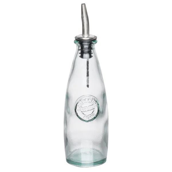 TableCraft 6619 12 oz. Authentic Collection Recycled Green Glass Oil and Vinegar Dispenser with Stainless Steel Pourer TableCraft 6619 12 oz. Authentic Collection Recycled Green Glass Oil and Vinegar Dispenser with Stainless Steel Pourer