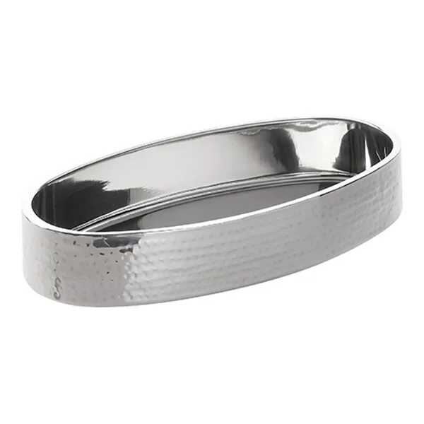 American Metalcraft 128 oz. Oval Hammered Stainless Steel Double-Walled Serving Bowl