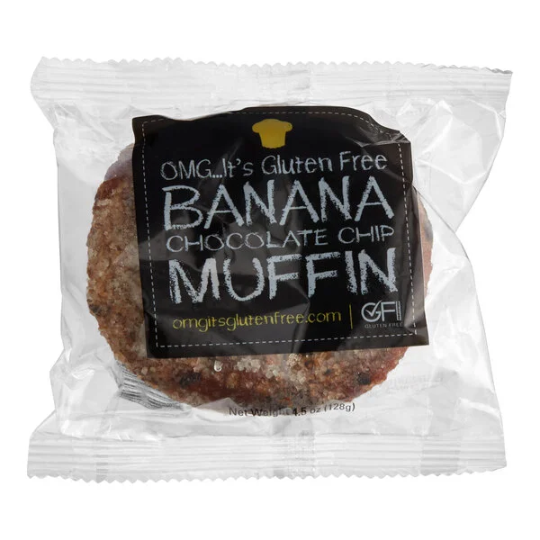 OMG...It's Gluten Free Individually Wrapped Vegan Gluten-Free Banana Chocolate Chip Muffin 4.5 oz. - 12/Case OMG...It's Gluten Free Individually Wrapped Vegan Gluten-Free Banana Chocolate Chip Muffin 4.5 oz. - 12/Case