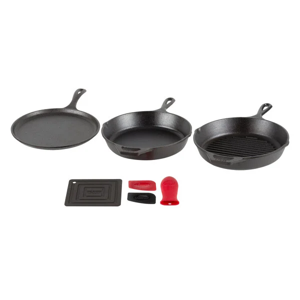 Lodge 7-Piece Essential Pre-Seasoned Cast Iron Skillet Set - Includes 10 1/4 Lodge 7-Piece Essential Pre-Seasoned Cast Iron Skillet Set - Includes 10 1/4