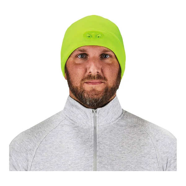 Ergodyne N-Ferno 6804 Hi-Vis Lime Skull Cap Winter Hat with LED Lights 16802 Ergodyne N-Ferno 6804 Hi-Vis Lime Skull Cap Winter Hat with LED Lights 16802
