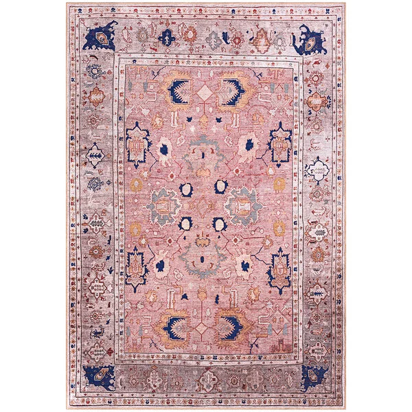 Abani Molana Collection 4' x 6' Pink / Beige Vintage Folk Area Rug