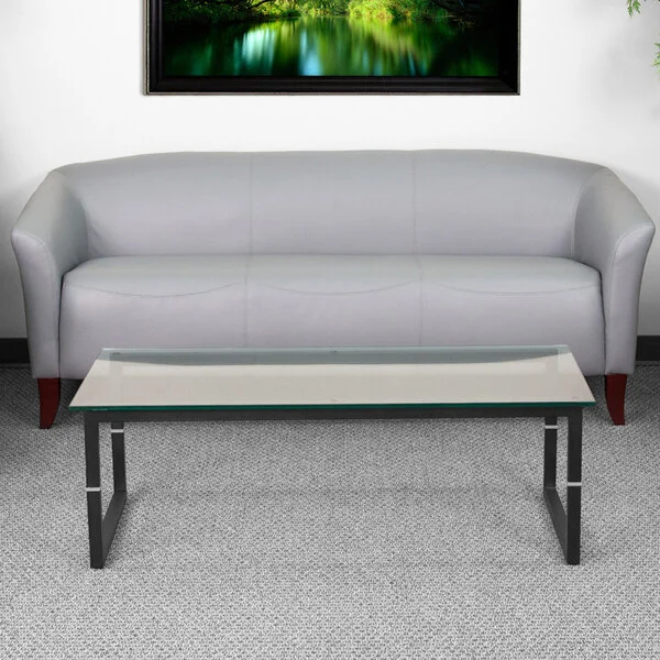Flash Furniture 111-3-GY-GG Hercules Imperial Gray Leather Sofa with Wooden Feet Flash Furniture 111-3-GY-GG Hercules Imperial Gray Leather Sofa with Wooden Feet