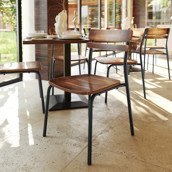 Flash Furniture Cyprus Black Metal Dining Chair with Antique Copper Wooden Back and Seat Flash Furniture Cyprus Black Metal Dining Chair with Antique Copper Wooden Back and Seat
