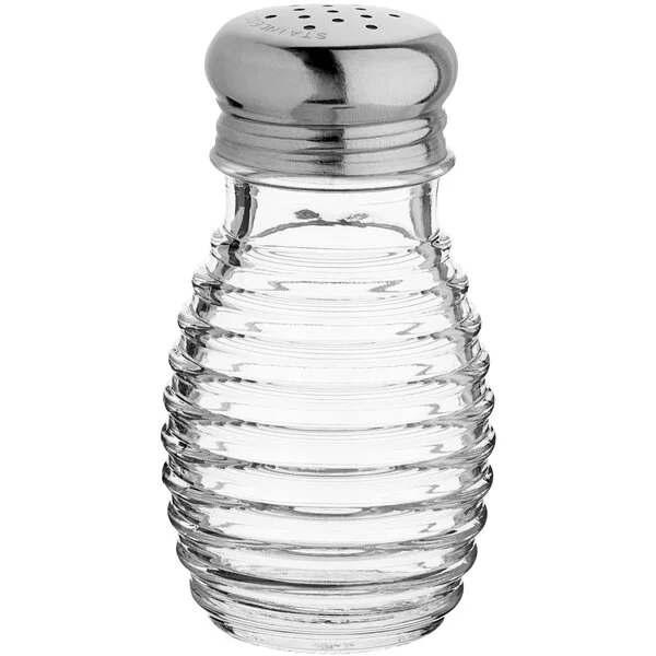 TableCraft Beehive 2 oz. Glass Salt and Pepper Shakers with Stainless Steel Tops - BH2 - 24/Case TableCraft Beehive 2 oz. Glass Salt and Pepper Shakers with Stainless Steel Tops - BH2 - 24/Case
