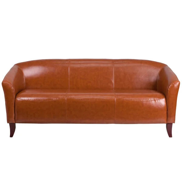 Flash Furniture 111-3-CG-GG Hercules Imperial Cognac Leather Sofa with Wooden Feet Flash Furniture 111-3-CG-GG Hercules Imperial Cognac Leather Sofa with Wooden Feet