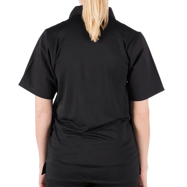 Mercer Culinary Millennia Air® Black Unisex Short Sleeve Cook Shirt with Full Mesh Back M60200BK - L Mercer Culinary Millennia Air® Black Unisex Short Sleeve Cook Shirt with Full Mesh Back M60200BK - L