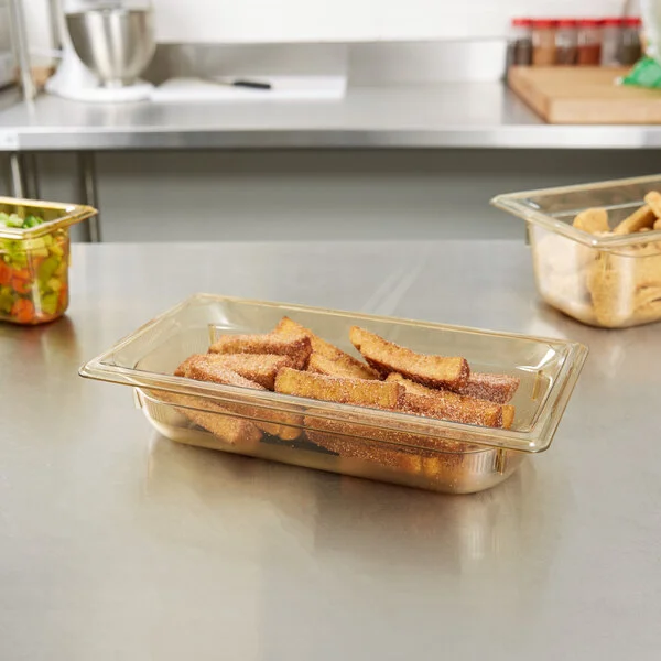 Vollrath 9032410 Super Pan® 1/3 Size Amber High Heat Plastic Food Pan - 2 1/2 Vollrath 9032410 Super Pan® 1/3 Size Amber High Heat Plastic Food Pan - 2 1/2