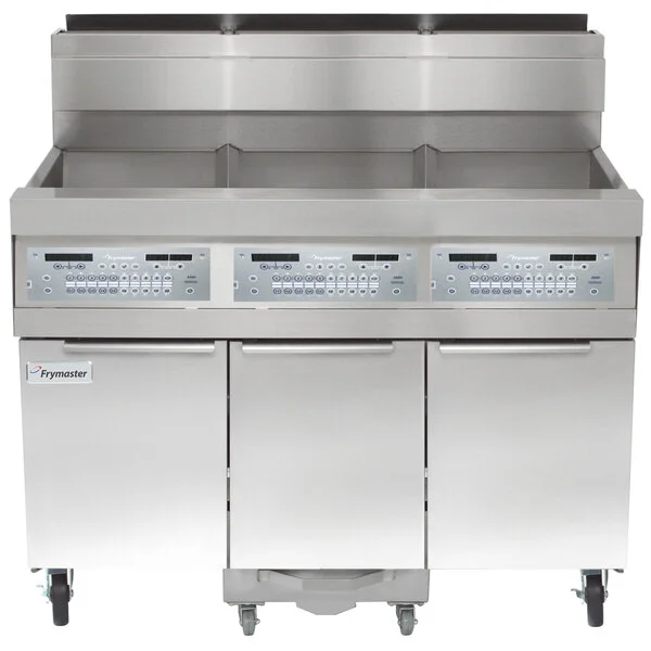 Frymaster SCFHD350 150 lb. 3 Unit Liquid Propane Floor Fryer System with SMART4U 3000 Controls and Filtration System - 300,000 BTU