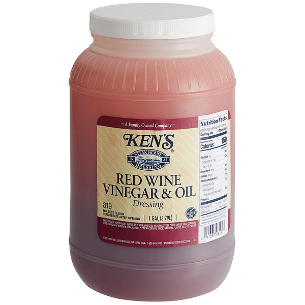 Ken's Foods 1 Gallon Red Wine Vinegar and Oil Dressing - 4/Case Ken's Foods 1 Gallon Red Wine Vinegar and Oil Dressing - 4/Case